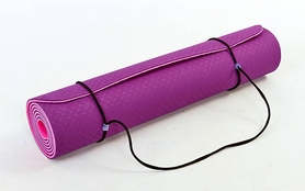 Килимок для йоги (йога-мат) FI-3046-10 ТРЕ + TC 6 мм фіолетовий / рожевий - Фото №3