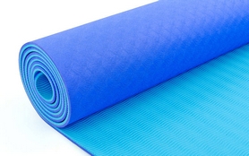 Коврик для йоги (йога-мат) FI-3046 ТРЕ+TC 6 мм синий/голубой - Фото №2