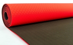 Коврик для йоги (йога-мат) FI-3046 ТРЕ+TC 6 мм красный/черный - Фото №2