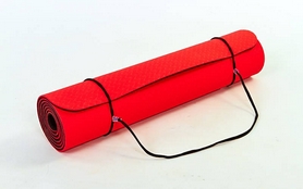 Коврик для йоги (йога-мат) FI-3046 ТРЕ+TC 6 мм красный/черный - Фото №3