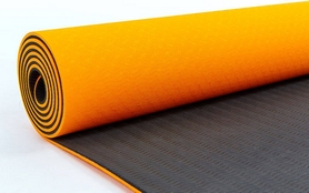 Коврик для йоги (йога-мат) FI-3046 ТРЕ+TC 6 мм оранжевый/черный - Фото №3