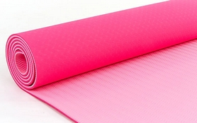 Килимок для йоги (йога-мат) FI-3046 ТРЕ + TC 6 мм рожевий - Фото №2