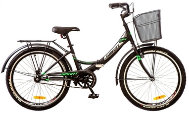 Велосипед складаний Formula Smart з кошиком 2017- 24 ", рама - 15", чорно-зелений (OPS-FR-24-070)