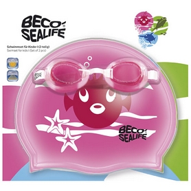 Набір для плавання дитячий (шапочка + окуляри) Beco Sealife I 96059 4 рожевий - Фото №2