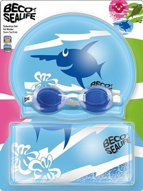 Набір для плавання дитячий (шапочка + окуляри) Beco Sealife II 96054 6 блакитний - Фото №2