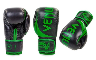 Перчатки боксерские Venum BO-5245-G черно-салатовые
