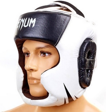 Шлем боксерский кожаный Venum Challenger BO-5246-BK черный-белый