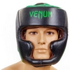 Шолом боксерський шкіряний Venum Challenger BO-5246-G чорний-салатовий - Фото №2