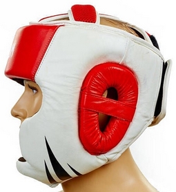 Шлем боксерский кожаный Venum Challenger BO-5246-R красный-белый - Фото №3