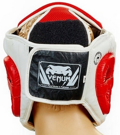 Шлем боксерский кожаный Venum Challenger BO-5246-R красный-белый - Фото №4