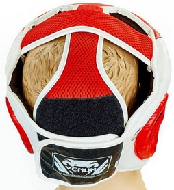 Шлем боксерский кожаный Venum Challenger BO-5246-R красный-белый - Фото №5