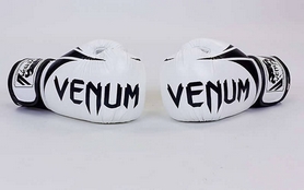 Перчатки боксерские кожаные Venum Challenger BO-5245-W бело-черные - Фото №3