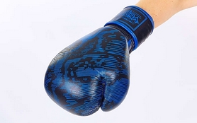 Рукавички боксерські шкіряні Venum Fusion VL-5796-B чорно-сині - Фото №4