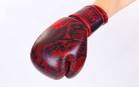 Перчатки боксерские кожаные Venum Fusion VL-5796-R черно-красные - Фото №4