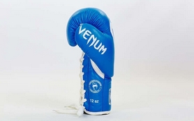 Перчатки боксерские кожаные Venum Giant VL-5786-B синие - Фото №2
