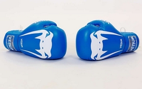 Перчатки боксерские кожаные Venum Giant VL-5786-B синие - Фото №3