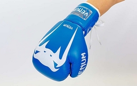 Перчатки боксерские кожаные Venum Giant VL-5786-B синие - Фото №4