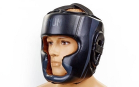 Шлем с полной защитой боксерский кожаный Venum Elite Neo BO-5339-BK черный