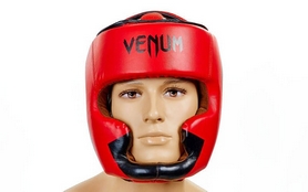 Шлем с полной защитой боксерский кожаный Venum Elite Neo BO-5339-R красно-черный - Фото №2