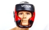Шлем с полной защитой боксерский кожаный Venum BO-5239-BKW черно-белый - Фото №2