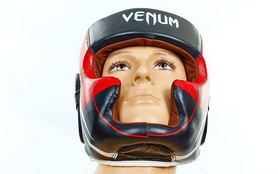 Шлем с полной защитой боксерский кожаный Venum BO-5239-BKW черно-белый - Фото №4