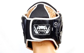 Шлем с полной защитой боксерский кожаный Venum BO-5239-BKW черно-белый - Фото №5