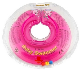 Круг на шею Baby Swimmer Classic с погремушками розовый