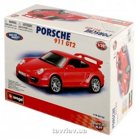 Авто-конструктор Bburago Porsche 911 GT2 (голубой, красный, 1:32) - Фото №2