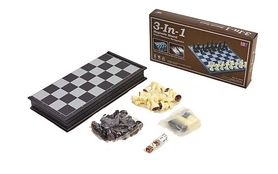 Набор настольных игр 3 в 1 (шахматы, шашки, нарды дорожные пластиковые магнитные) IG-38810, 25х25 см