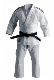 Кимоно для дзюдо Adidas Champion 2 IJF Slim Fit белое с черными полосами