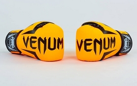 Перчатки боксерские на липучке Venum BO-5698-OR оранжевые - Фото №4