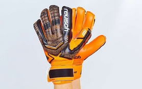 Перчатки вратарские с защитными вставками на пальцы Reusch FB-882-2 оранжевые - Фото №2