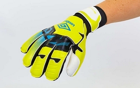 Перчатки вратарские с защитными вставками на пальцы Umbro FB-894-1 желтые - Фото №3