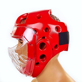 Шлем для тхэквондо с пластиковой маской Daedo BO-5490-R красный - Фото №3