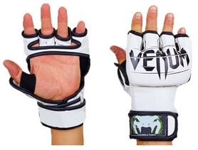 Перчатки для смешанных единоборств MMA PU Venum BO-5699-W бело-черные