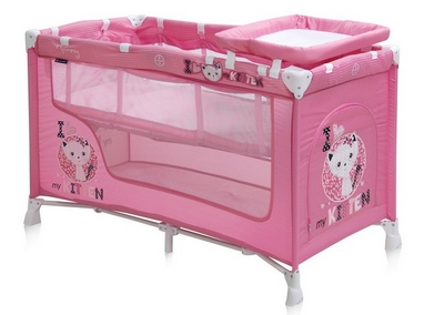 Манеж-кровать Lorelli Nanny 2 Layer pink kitten