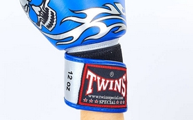 Рукавички боксерські Twins FBGV-31S-BU сині - 12 Oz - Фото №4