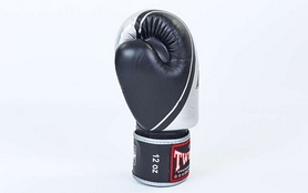 Перчатки боксерские Twins FBGV-TW4-BKS черно-серые - Фото №2