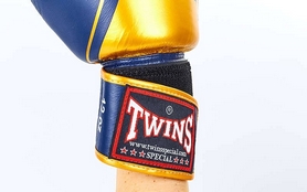 Перчатки боксерские Twins FBGV-TW4-BUG желто-синие - Фото №4