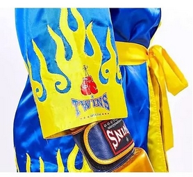 Халат боксерский Twins FTR-2 сине-желтый - Фото №3