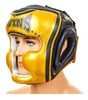 Шлем боксерский кожаный Twins FHG-TW4GD-BK черно-желтый