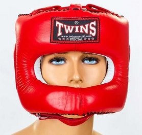 Распродажа*! Шлем боксерский с бампером Twins HGL-9-RD красный - XL - Фото №3