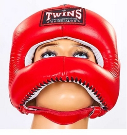Распродажа*! Шлем боксерский с бампером Twins HGL-9-RD красный - XL - Фото №5