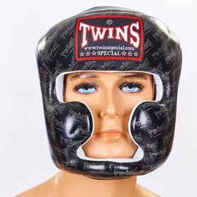 Шлем боксерский кожаный Twins FHG-TW1BU сине-черный - Фото №2
