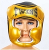 Шлем боксерский кожаный Twins FHG-TW4GD-BK черно-желтый - Фото №2
