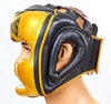 Шлем боксерский кожаный Twins FHG-TW4GD-BK черно-желтый - Фото №3