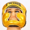 Шлем боксерский кожаный Twins FHG-TW4GD-BK черно-желтый - Фото №5