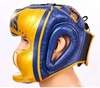 Шлем боксерский с полной защитой кожаный  Twins FHG-TW4GD-BU сине-желтый - Фото №3