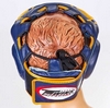 Шлем боксерский с полной защитой кожаный  Twins FHG-TW4GD-BU сине-желтый - Фото №4