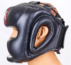 Шлем боксерский кожаный Twins HGL-3-BK черный - Фото №3